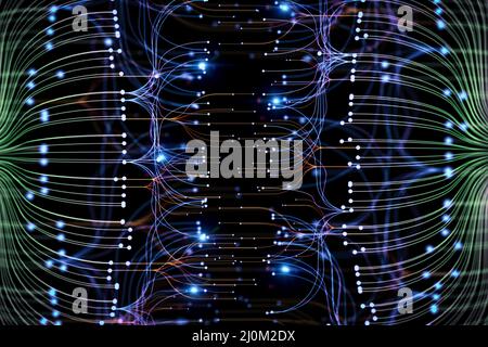 3D Rendering Big Data Visualisierung digitale Daten-Threads Plot-Netzwerk Stockfoto