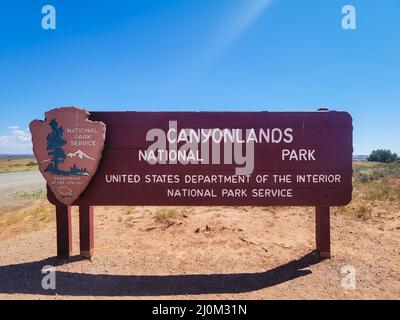 Eingangsschild Des Canyonlands National Park Stockfoto