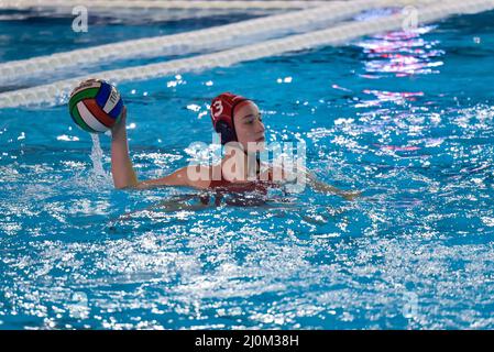 Rom, Italien. 18. März 2022. Caterina Banchelli von Rari Nantes Florentia während des Final Six 2022 UnipolSai Italy Cup Viertelfinales zwischen Plebiscito Padova und RN Florentia beim Polo Acquatico Ostia, 18. März 2022 in Rom, Italien (Bildnachweis: © Roberto Bettacchi/Pacific Press via ZUMA Press Wire) Stockfoto