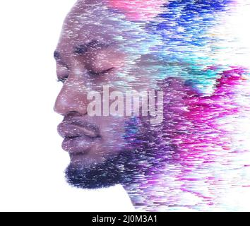 Panikportrait eines afroamerikanischen Mannes Stockfoto