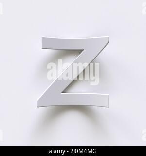 Gebogene Papierschriftart mit langen Schatten Buchstabe Z 3D Stockfoto