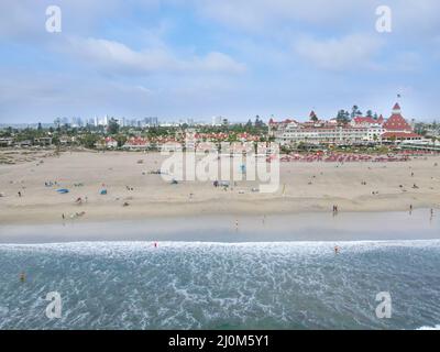 Luftaufnahme des Hotels Del Coronado, San Diego, Kalifornien, USA Stockfoto