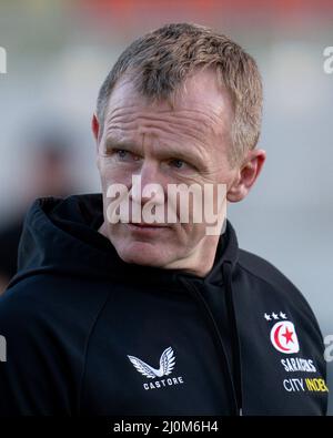 London, Großbritannien. 19. März 2022. Mark McCall Direktor von Saracens Rugby in London, Vereinigtes Königreich am 3/19/2022. (Foto von Richard Washbrooke/News Images/Sipa USA) Quelle: SIPA USA/Alamy Live News Stockfoto