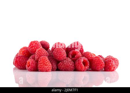 Frische rote, reife Himbeeren aus der Nähe. Himbeeren Hintergrund. Stockfoto