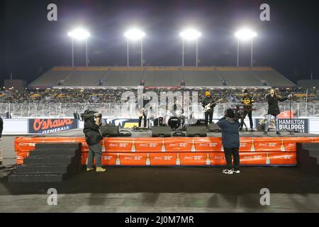 Hamilton Ontario Canada, OHL Outdoor Showcase 2022 im Tim Hortons Field. Hamiton besiegt Oshawa 3-0. (Nur für redaktionelle Zwecke) Luke Durda/Alamy Stockfoto