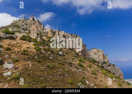 Historisches Schloss Saint Hilarion in der Region Kyrenia - Nordzypern Stockfoto