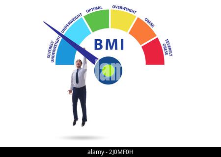 Konzept des BMI - Body-Mass-Index mit dem Menschen Stockfoto