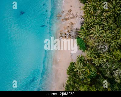 Banana Beach, Phuket, Thailand, Ein wunderschöner tropischer Strand mit Palmen auf der Phuket Insel, Thailand, Banana Beach in CH Stockfoto