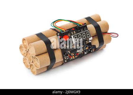 Dynamite Bombe mit Timer Stockfoto