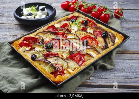 Traditionelle französische Tarte mit Aubergine Stockfoto