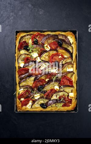 Traditionelle französische Tarte mit Aubergine Stockfoto