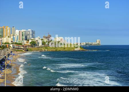 Draufsicht auf Praia da Barra in Salvador, Bahia Stockfoto