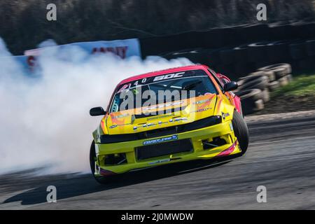 Middlesbrough, Großbritannien. 20. März 2022. Stu Edgell Nissan S14 Teeside Autodrome, Middlesbrough, Großbritannien am 20. März 2022 während des 1. Runden der British Drift Championship 2022, Craig McAllister Credit: Every Second Media/Alamy Live News Stockfoto