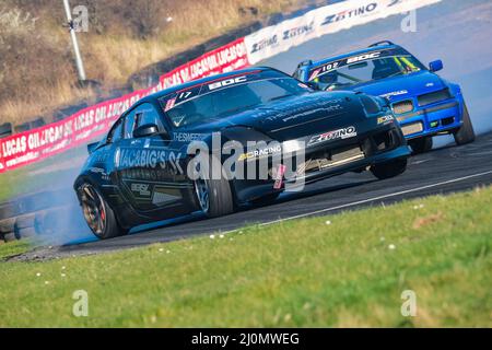 Middlesbrough, Großbritannien. 20. März 2022. Josh Goodall Nissan 350Z Teeside Autodrome, Middlesbrough, Großbritannien am 20. März 2022 während des 1. Rundes der British Drift Championship 2022, Craig McAllister Credit: Every Second Media/Alamy Live News Stockfoto