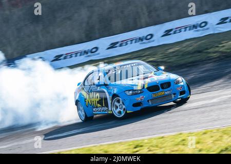 Middlesbrough, Großbritannien. 20. März 2022. Chrissy Nailen BMW M3 Teeside Autodrome, Middlesbrough, Großbritannien am 20. März 2022 während der 1. Runde der British Drift Championship 2022, Craig McAllister Credit: Every Second Media/Alamy Live News Stockfoto