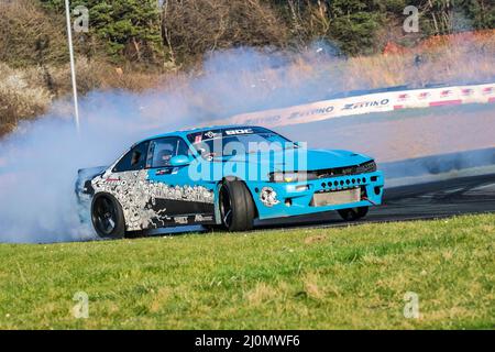 Middlesbrough, Großbritannien. 20. März 2022. Craig MacLeod Nissan S15 Teeside Autodrome, Middlesbrough, Großbritannien am 20. März 2022 während des 1. Rundes der British Drift Championship 2022, Craig McAllister Credit: Every Second Media/Alamy Live News Stockfoto