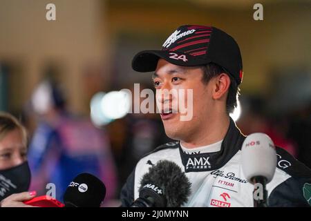 Bahrain International Circuit, Sakhir, Bahrain am 19. März 2022 Guanyu Zhou 24 (CHI), Alfa Romeo C42 während der FORMEL 1 GULF AIR BAHRAIN GRAND PRIX 2022, Eleanor Hoad Stockfoto