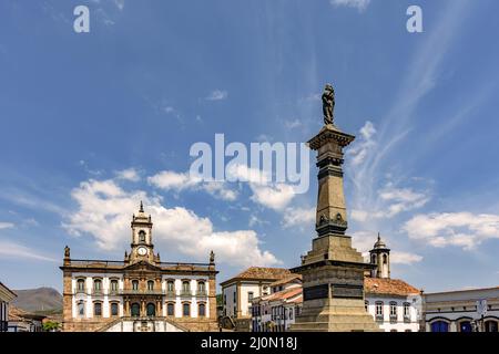 Zentraler Platz in der historischen Stadt Ouro Preto in Minas Gerais Stockfoto