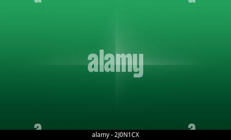 Grüner Farbverlauf Hintergrund mit gefaltetem Zentrum, Linien oder Kreuz in der Mitte. Abstrakter minimaler Hintergrund in einer auflösung von 4K. Stockfoto