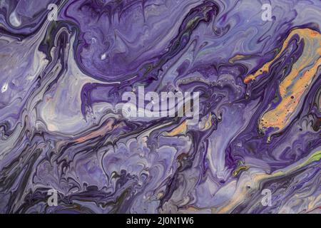 Abstrakt violett Flüssigkeit Acryl gießen Malerei Stockfoto