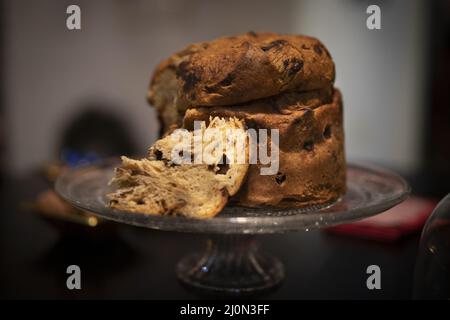 Nahaufnahme köstlicher Panettone Stockfoto