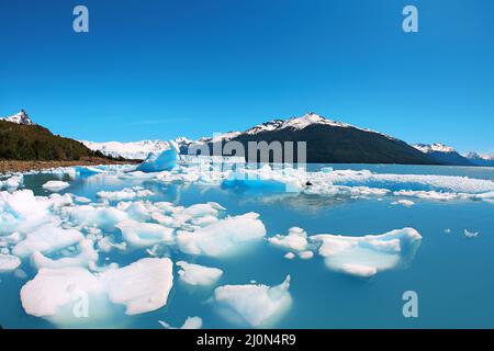 Schmelzeis am Perito Moreno Gletscher, Provinz Santa Cruz, Patagonien, Argentinien Stockfoto