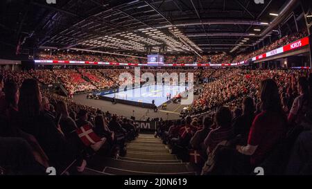 Herning, Dänemark. 19. März 2022. Jyske Bank Boxen gesehen während der Norlys Golden League 2022 Spiel zwischen Dänemark und Spanien in Herning. (Foto: Gonzales Photo/Alamy Live News Stockfoto