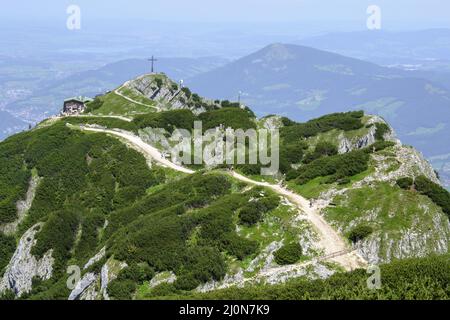 Das Kehlsteinhaus , Hitlers Adlernest im Sommer. Kehlstein, Obersalzberg, Berchtesgaden, Deutschland. Stockfoto