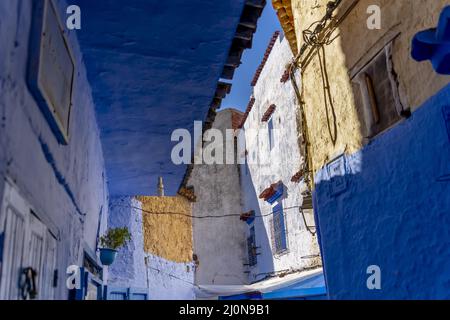 Malerische Aussicht Auf Die Berühmte Stadt Chefchaouen, Auch Bekannt Als Die Blaue Perle Stockfoto