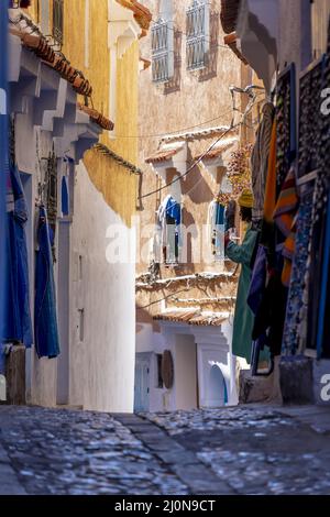 Malerische Aussicht Auf Die Berühmte Stadt Chefchaouen, Auch Bekannt Als Die Blaue Perle Stockfoto