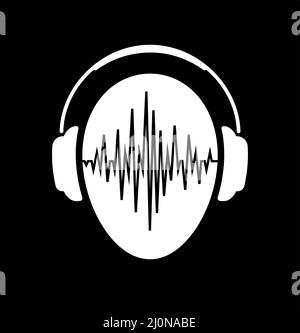 Kopfhörer-Symbol Mit Sound Wave Beats Kopfhörer-Symbol Mit Sound Wellenbeats Stock Vektor