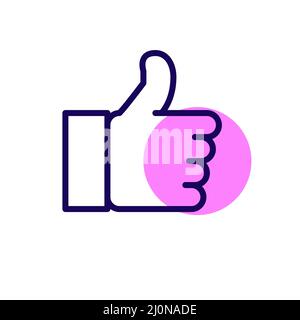 Symbol „Daumen hoch“ für Reaktion. Pixelgenaue, bearbeitbare Kontur Stock Vektor