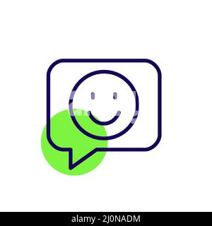 Nachricht mit glücklichen Emoji. Pixel perfekte, bearbeitbare Kontur Spaß Farbsymbol Stock Vektor