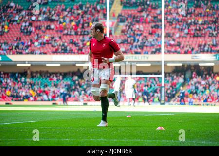 Wales / Italien Guinness Six Nations Cardiff, Großbritannien.19.. März 2022. Alun Wyn Jones aus Wales beim Spiel der Guinness Six Nations Championship 2022, Wales gegen Italien im Fürstentum Stadium in Cardiff Stockfoto