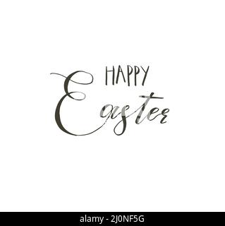 Handgezeichnete Vektor abstrakte Grafik skandinavische Happy Easter niedliche Grußkarte Vorlage mit Happy Easter Schriftzug Kalligraphie Schrift Phasen Text Stock Vektor