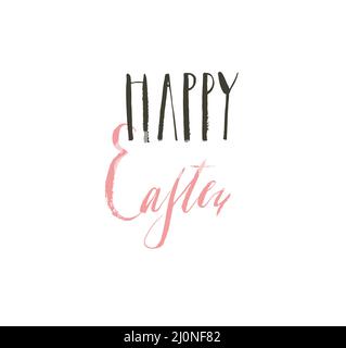 Handgezeichnete Vektor abstrakte Grafik skandinavische Happy Easter niedlich Grußkarte Vorlage mit Happy Easter Kalligraphie Schriftzug Phasen Text isoliert Stock Vektor