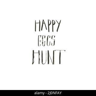 Handgezeichnete Vektor abstrakte Grafik skandinavische Happy Easter niedlich Grußkarte Vorlage mit Happy Eggs Hunt Kalligraphie Schrift Buchstaben Phasen Text Stock Vektor