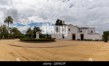 La Rabida, Spanien - 14. März 2022: Blick auf das Kloster Santa Maria de la Rábida Stockfoto