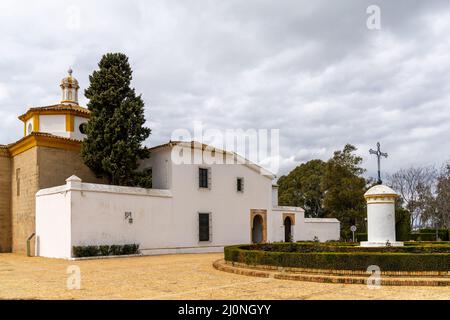 La Rabida, Spanien - 14. März 2022: Blick auf das Kloster Santa Maria de la Rábida Stockfoto