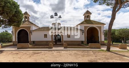 La Rabida, Spanien - 14. März 2022: Blick auf das Kloster Santa Maria de la Rábida Stockfoto