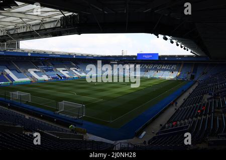 Leicester, Großbritannien. 20. März 2022. Eine allgemeine Ansicht des Stadions vor dem Premier League-Spiel im King Power Stadium, Leicester. Bildnachweis sollte lauten: Darren Staples/Sportimage Credit: Sportimage/Alamy Live News Stockfoto