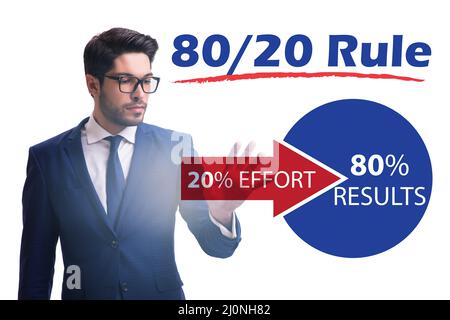 Abbildung: Geschäftsmann in pareto-Regel Stockfoto