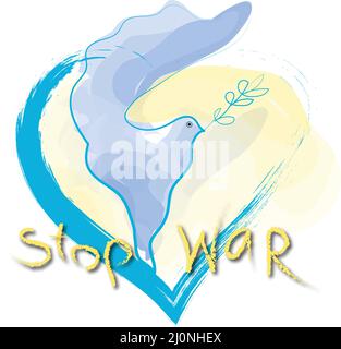 Stopp Krieg Ukraine Invasion Operation Friedenstaube Stock Vektor