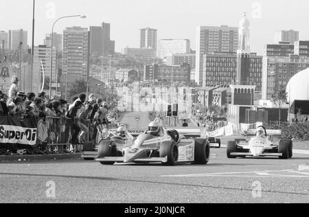 Autorennen im Zentrum von Birmingham. 14.. Oktober 1984. Stockfoto