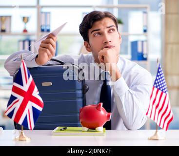 Sales Agent im Reisebüro arbeiten Stockfoto