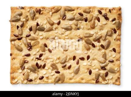 Gesunder mehrkörniger Keks, isoliert auf weißem Hintergrund Stockfoto