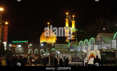 karbala, Irak - 23. februar 2015: Foto des Imam husien shrinei in der Stadt karbala Stockfoto