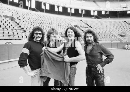 Black Sabbath in Spanien Teil ihrer Europatour.(Bild) Heavy Metal-Gruppe Black Sabbath (im Uhrzeigersinn) Tony Iommi, Bill ward, Ian Gillan und Geezer Butler. 14.. September 1983 Stockfoto