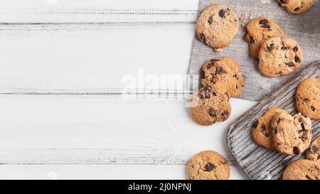 Schokoladenkekse von oben. Hohe Qualität und Auflösung schönes Fotokonzept Stockfoto