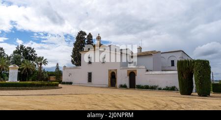 La Rabida, Spanien - 14. März 2022: Blick auf das Kloster Santa Maria de la Rábida Stockfoto